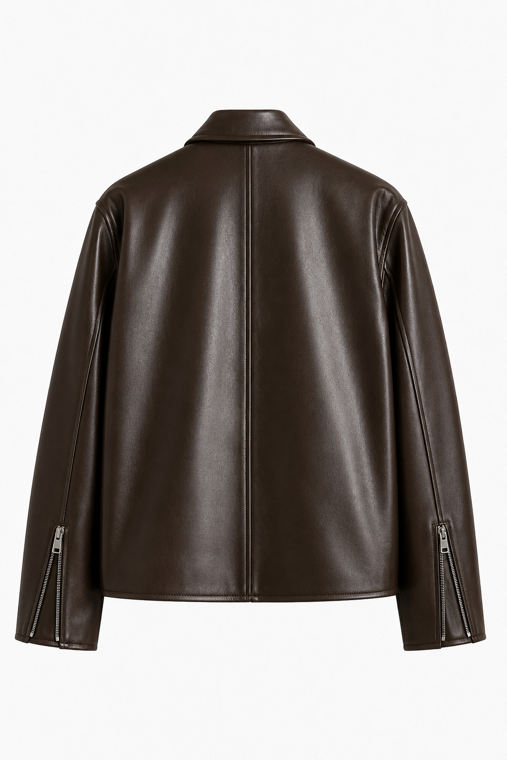 Premium Brown Boxy Fit Faux Leather Jacket
