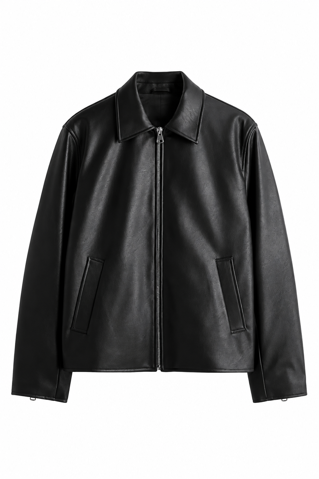 Black Boxy Fit Faux Leather Jacket | Streetwear