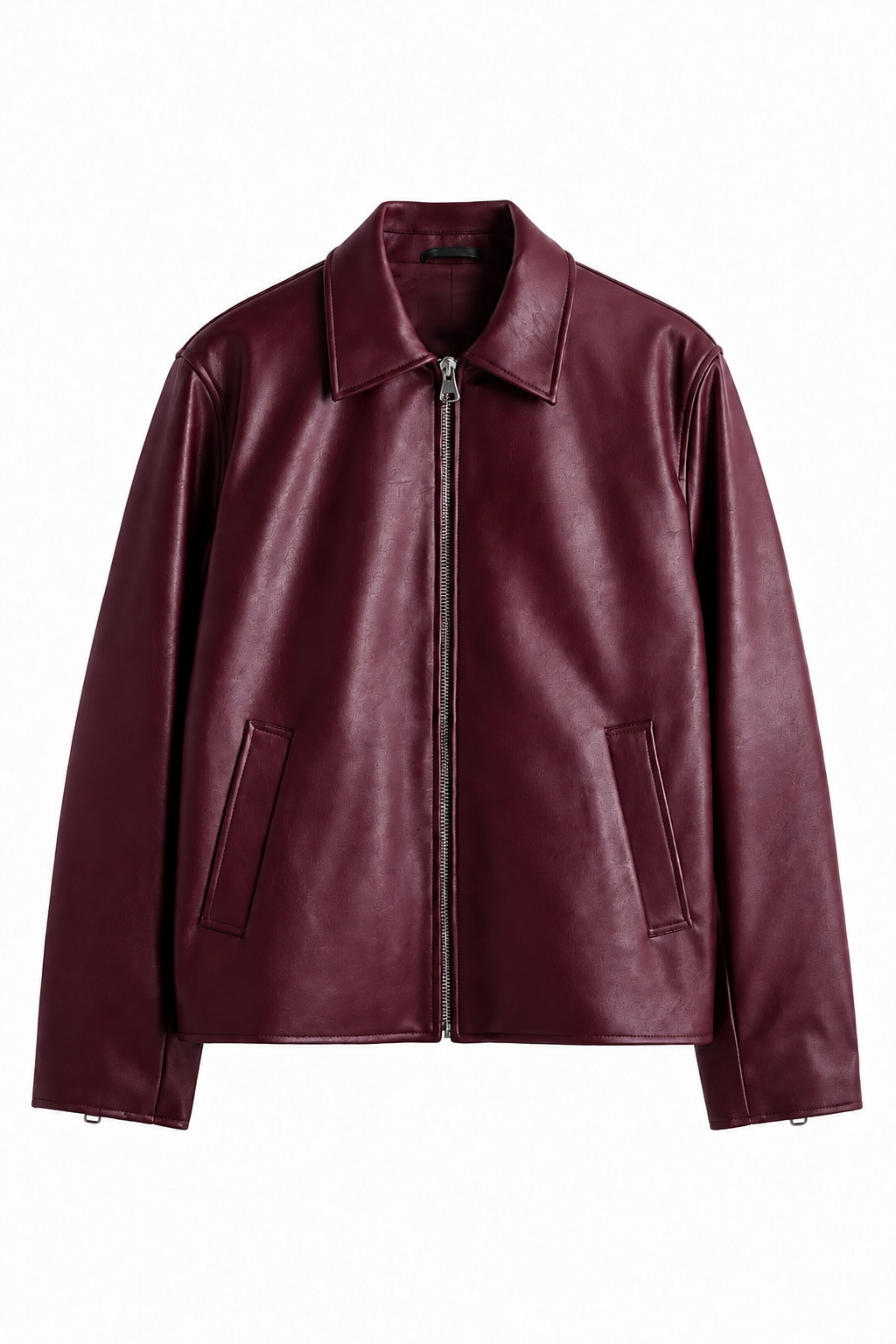 Maroon Faux Leather Bomber Jacket – Premium Unisex Streetwear