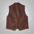 Men's Brown Reversible Multi-Pocket Leather Vest | 8-Pocket Tactical Cargo Waistcoat