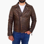 Rust Rider Vintage Copper Leather Biker Jacket