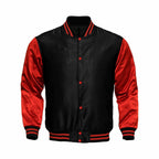 Men’s Black and Red Satin Varsity Jacket