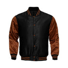 Avanzar Black & Brown Satin Varsity Jacket