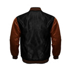 Avanzar Black & Brown Satin Varsity Jacket