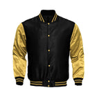Avanzar Black & Gold Satin Varsity Jacket