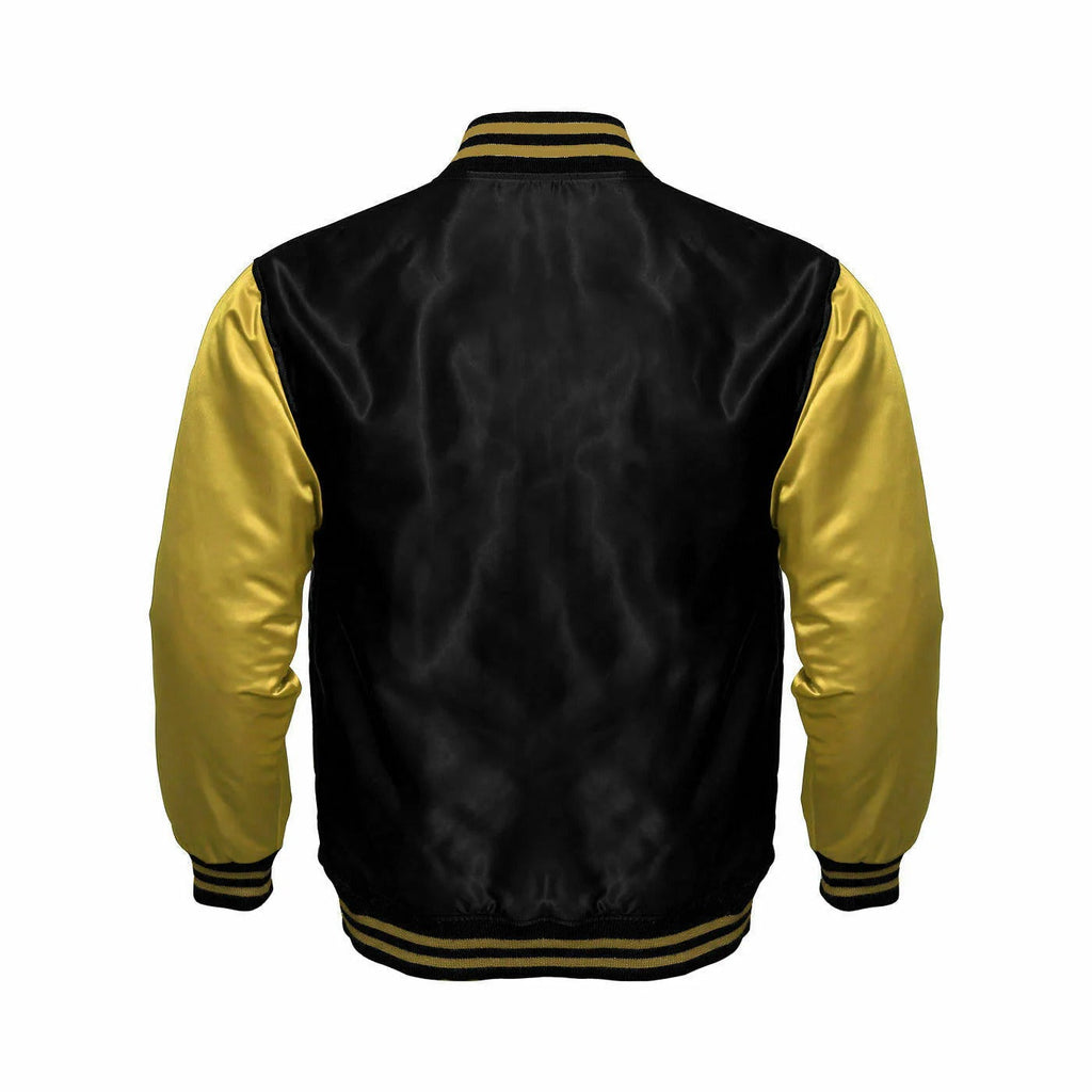 Avanzar Black & Gold Satin Varsity Jacket