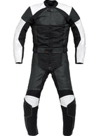 MOTORCYCLE SOLID BLACK LEATHER RACING SUIT