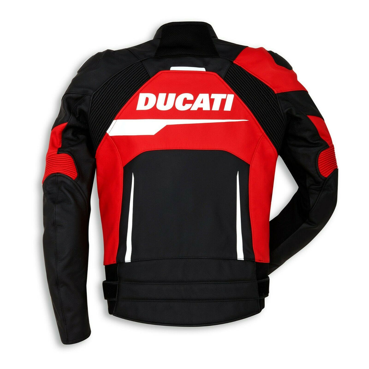 DUCATI RED AND BLACK MOTORCYCLE LEATHER RACING JACKET