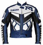 R BLUE MOTORCYCLE LEATHER RACING JACKET