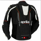 APRILIA WHITE AND BLACK MOTORCYCLE LEATHER RACING JACKET