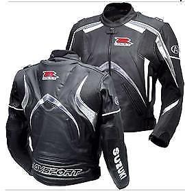 SUZUKI GSXR MOTORCYCLE LEATHER RACING BLACK JACKET
