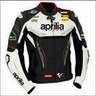 APRILIA WHITE AND BLACK MOTORCYCLE LEATHER RACING JACKET