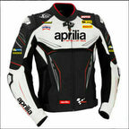APRILIA WHITE AND BLACK MOTORCYCLE LEATHER RACING JACKET