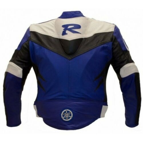 R MOTORCYCLE BLUE LEATHER RACING JACKET