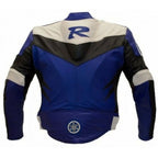 R MOTORCYCLE BLUE LEATHER RACING JACKET