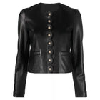 Womens Scallop Edge Leather Jacket