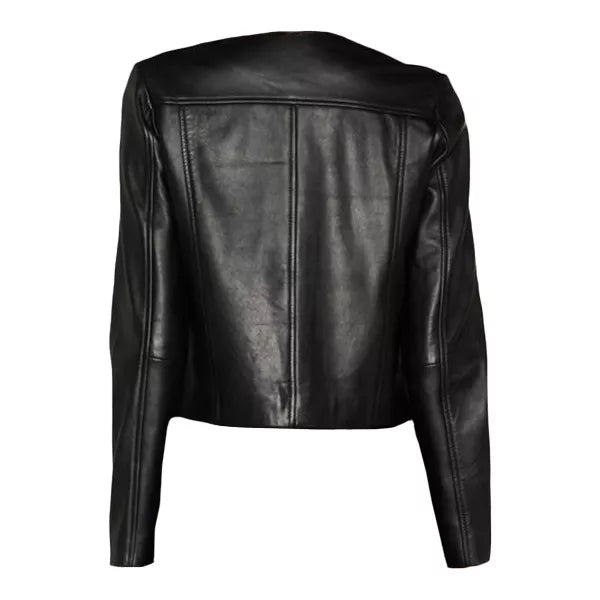 Womens Scallop Edge Leather Jacket