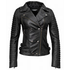Milwaukee Leather Women's Velvet Vixen Black Naked Lambskin Moto Jacket - SFL2802