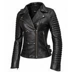Milwaukee Leather Women's Velvet Vixen Black Naked Lambskin Moto Jacket - SFL2802