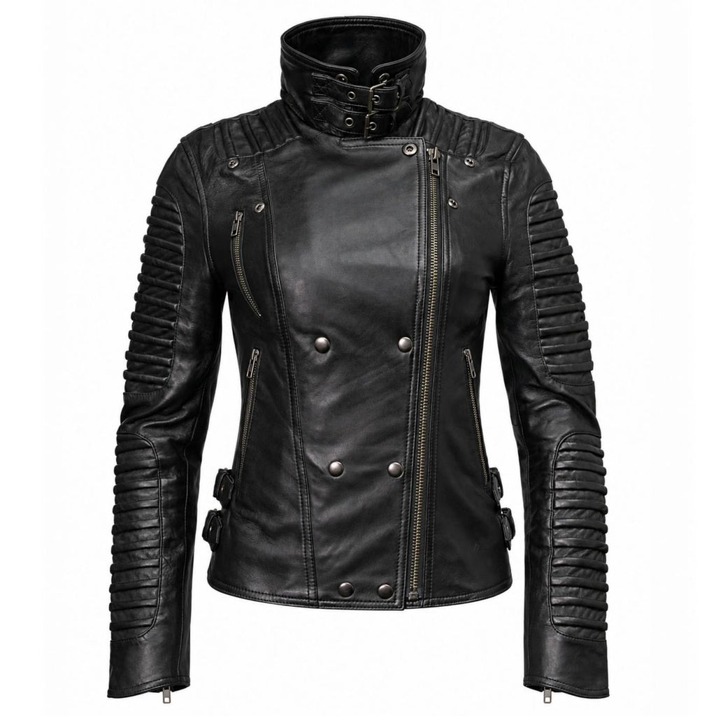 Milwaukee Leather Women's Velvet Vixen Black Naked Lambskin Moto Jacket - SFL2802