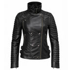 Milwaukee Leather Women's Velvet Vixen Black Naked Lambskin Moto Jacket - SFL2802