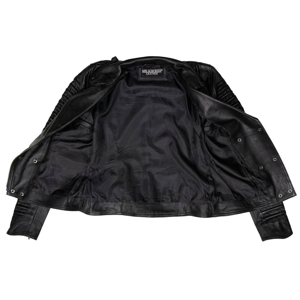 Milwaukee Leather Women's Velvet Vixen Black Naked Lambskin Moto Jacket - SFL2802