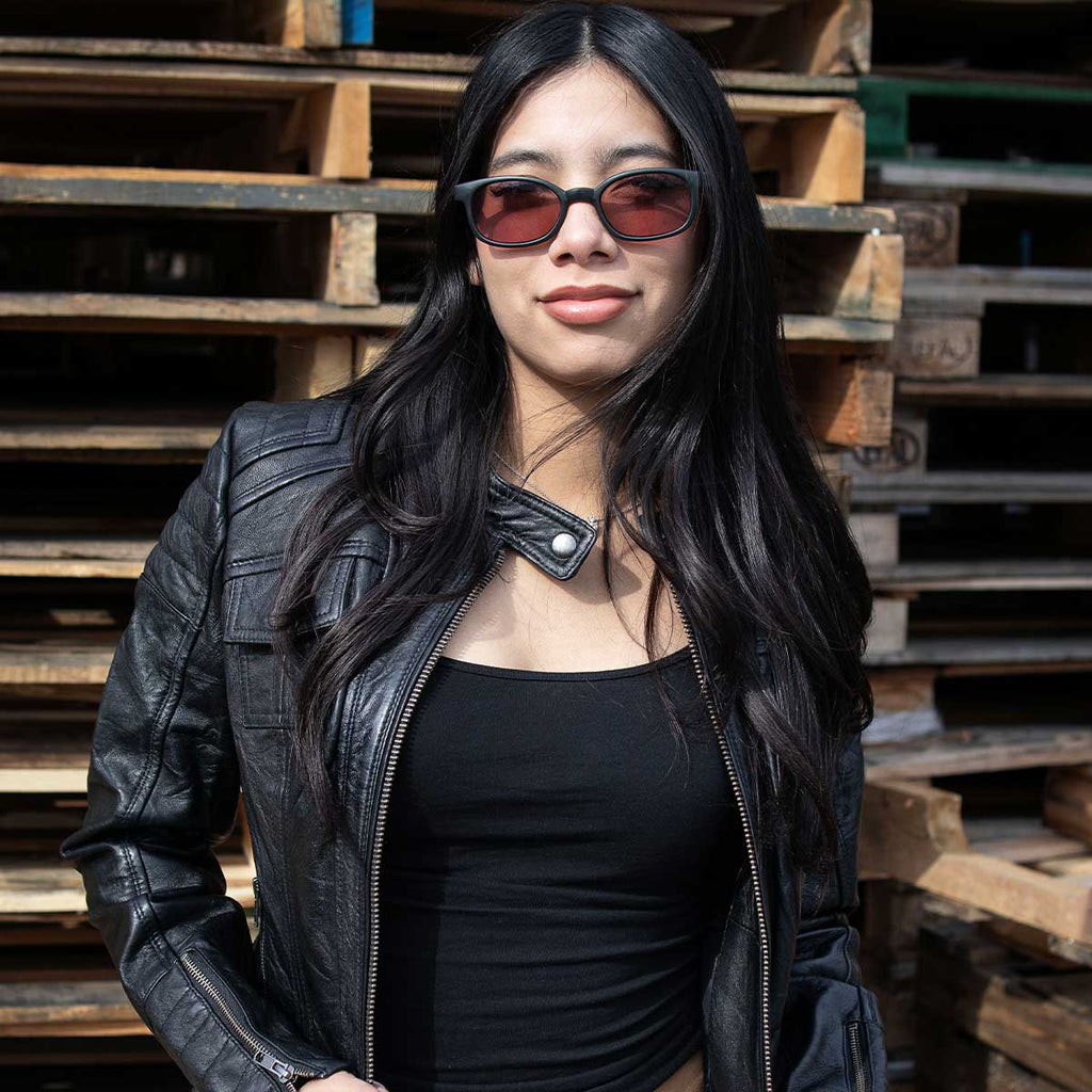 Milwaukee Leather SFL2806 Women's Quilted Black Mandarin Scuba Collar Fashion Casual Leather Jacket