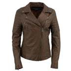 Milwaukee Leather Brown Vintage Motorcycle Inspired Vegan Tan Fashion Leather Jacket for Women SFL2812