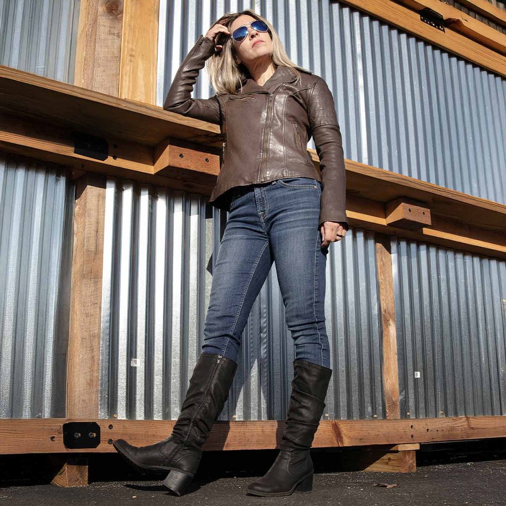Milwaukee Leather Brown Vintage Motorcycle Inspired Vegan Tan Fashion Leather Jacket for Women SFL2812