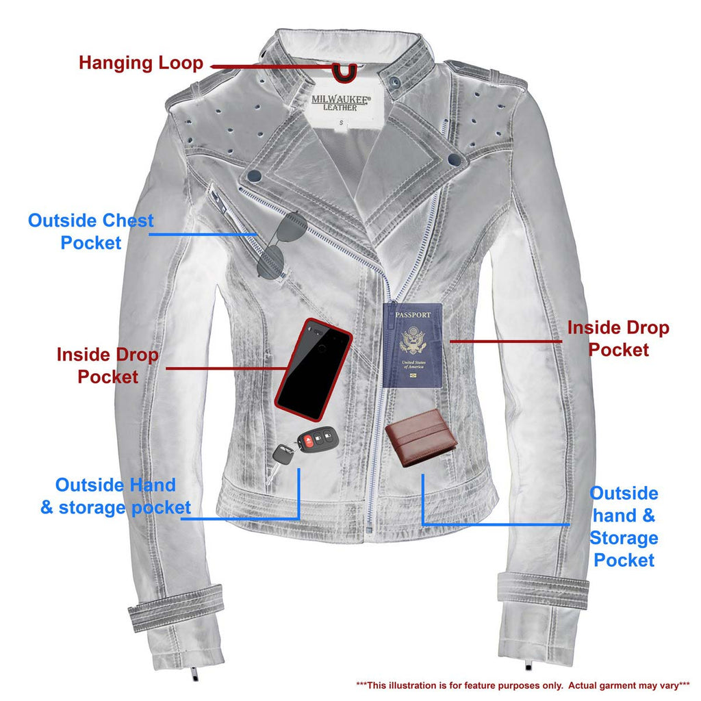 Milwaukee Leather Women's Maiden Purple Premium Sheepskin Motorcycle Fashion Leather Jacket - SFL2840