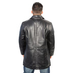 Milwaukee Leather Men's Black Classic Button Closure Fashion Leather Car Coat SFM1815