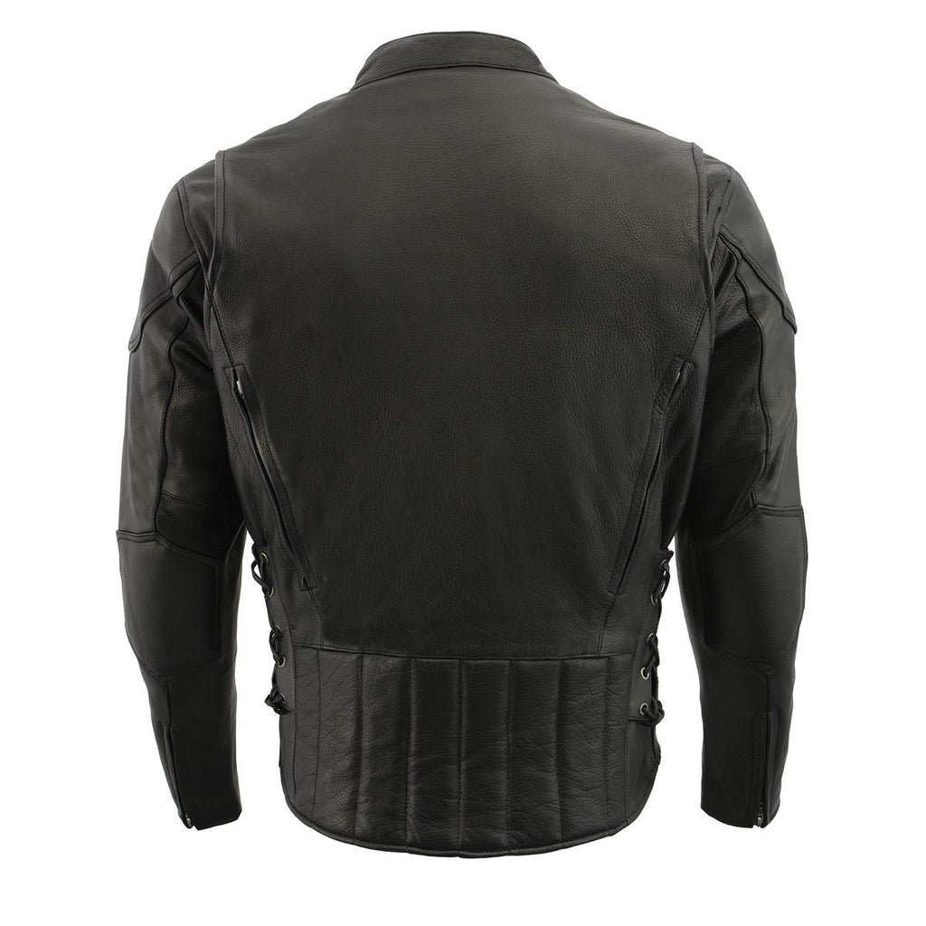 Milwaukee Leather Men's Over Drive Scooter Style Black Vented Leather Motorcycle Jacket - SH1010