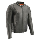 Milwaukee Leather Men's Over Drive Scooter Style Black Vented Leather Motorcycle Jacket - SH1010