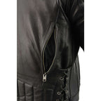 Milwaukee Leather Men's Over Drive Scooter Style Black Vented Leather Motorcycle Jacket - SH1010