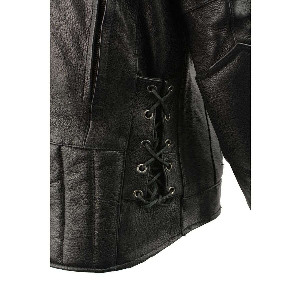 Milwaukee Leather Men's Over Drive Scooter Style Black Vented Leather Motorcycle Jacket - SH1010