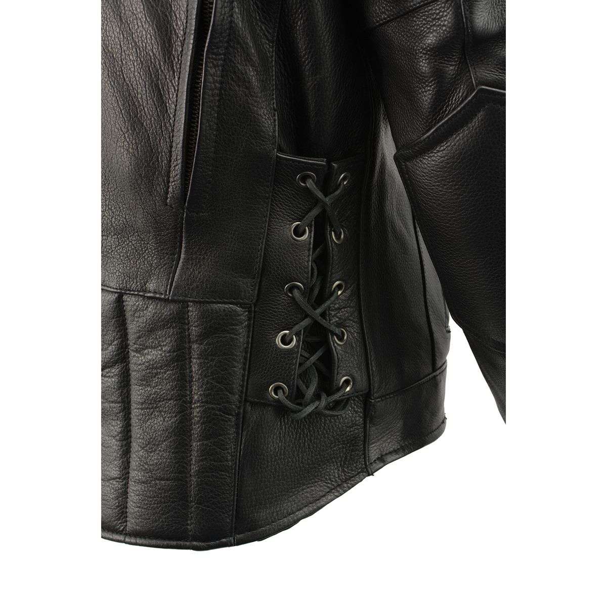Milwaukee Leather Men's Over Drive Scooter Style Black Vented Leather Motorcycle Jacket - SH1010