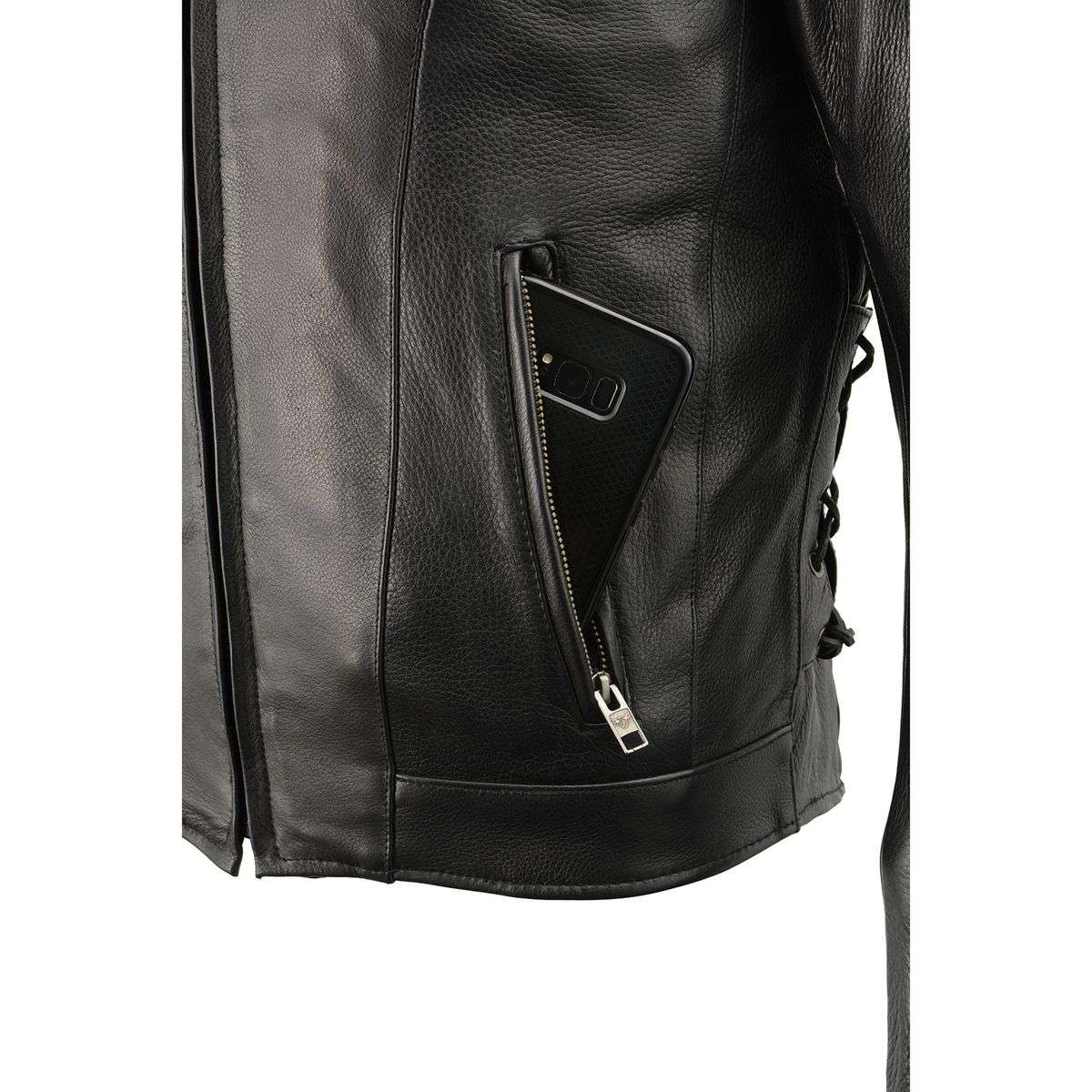 Milwaukee Leather Men's Over Drive Scooter Style Black Vented Leather Motorcycle Jacket - SH1010