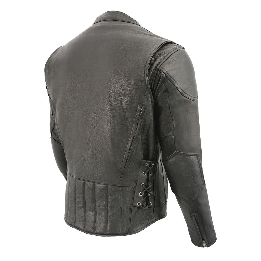 Milwaukee Leather Men's Over Drive Scooter Style Black Vented Leather Motorcycle Jacket - SH1010