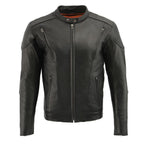Milwaukee Leather Men's Over Drive Scooter Style Black Vented Leather Motorcycle Jacket - SH1010
