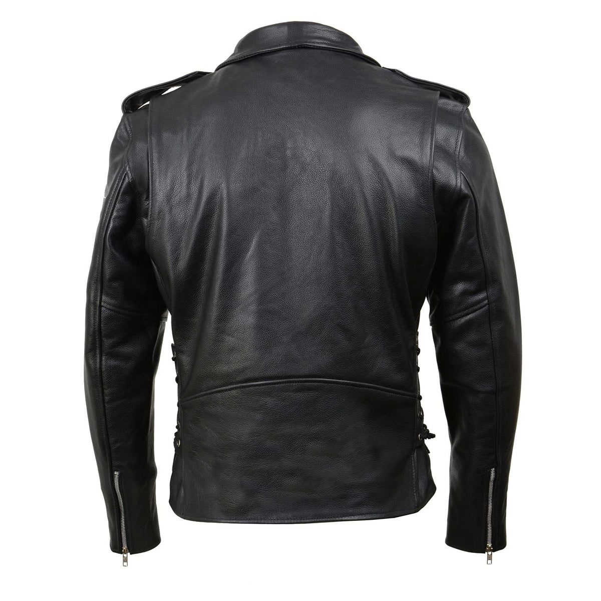 Milwaukee Leather SH1011 Men's Classic Brando Premium Leather Black Motorcycle Riders Leather Jacket w/ Side Laces
