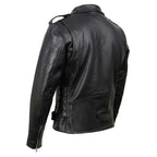 Milwaukee Leather SH1011 Men's Classic Brando Premium Leather Black Motorcycle Riders Leather Jacket w/ Side Laces