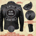 Milwaukee Leather SH1011 Men's Classic Brando Premium Leather Black Motorcycle Riders Leather Jacket w/ Side Laces