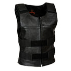 Milwaukee Leather SH1367LZ Women's Black Leather Swat Style Rider Vest w/ Plain Back Panel for Club Patches