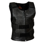 Milwaukee Leather SH1367LZ Women's Black Leather Swat Style Rider Vest w/ Plain Back Panel for Club Patches