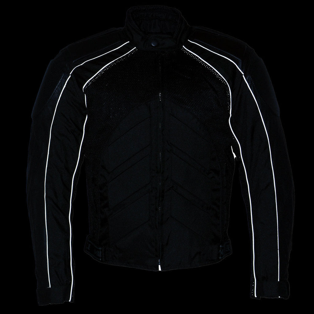 NexGen SH2153 Men's Black and Orange CE Armored Motorcycle Textile and Leather Combo Jacket