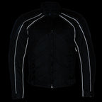 NexGen SH2153 Men's Black and Orange CE Armored Motorcycle Textile and Leather Combo Jacket