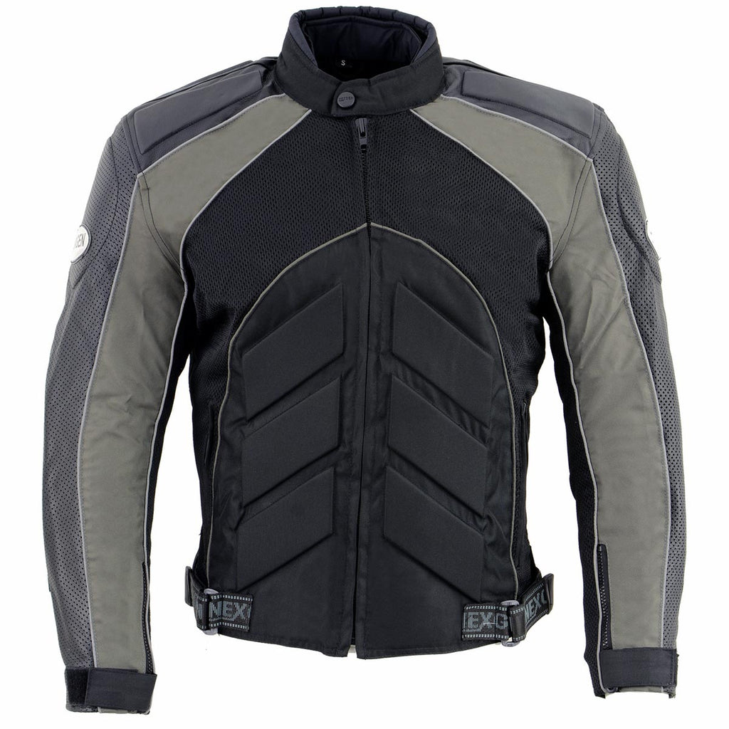NexGen SH2153 Men's Black and Orange CE Armored Motorcycle Textile and Leather Combo Jacket