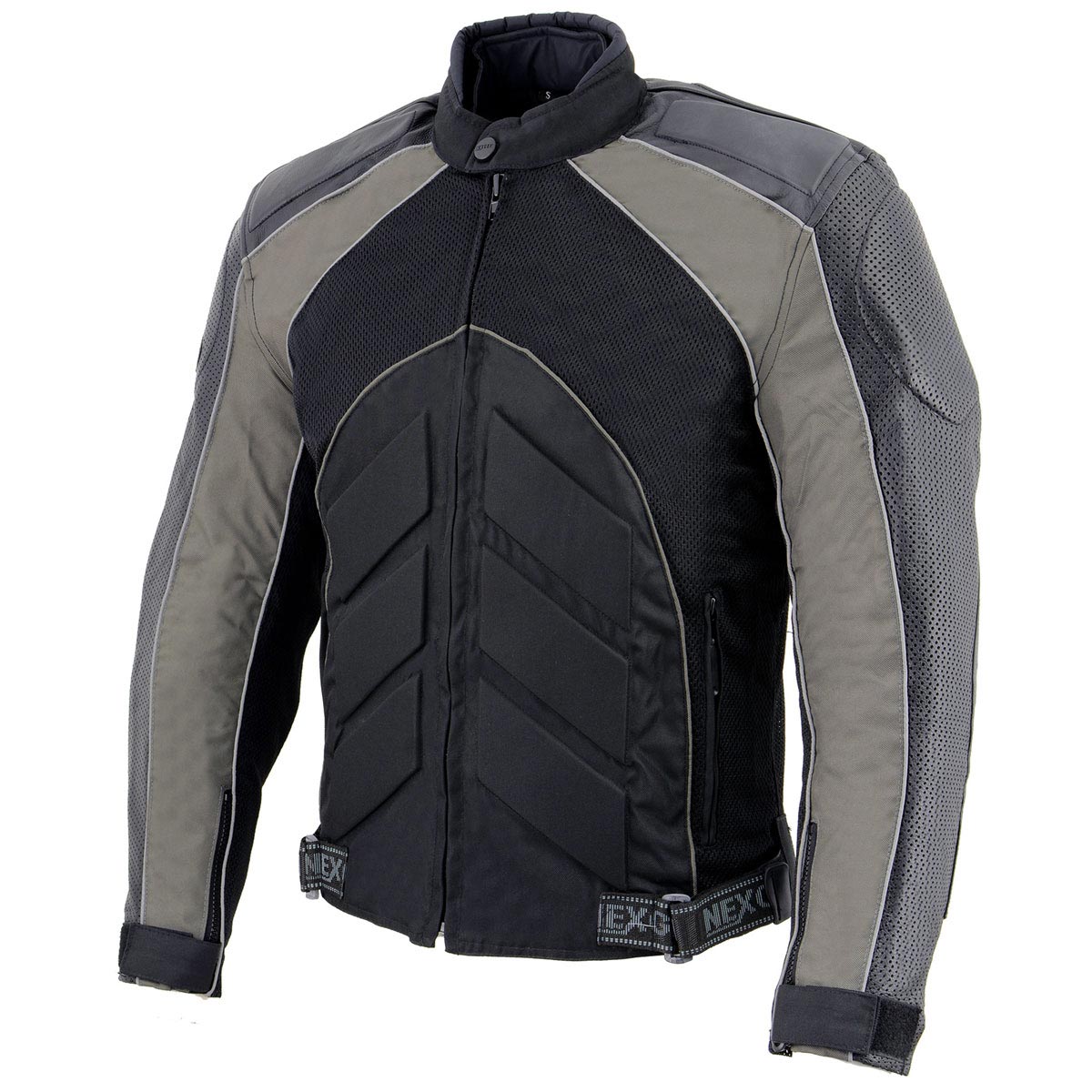 NexGen SH2153 Men's Black and Orange CE Armored Motorcycle Textile and Leather Combo Jacket