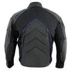 NexGen SH2153 Men's Black and Grey CE Armored Motorcycle Textile and Leather Combo Jacket