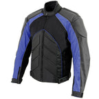 NexGen SH2153 Men's Black and Grey CE Armored Motorcycle Textile and Leather Combo Jacket
